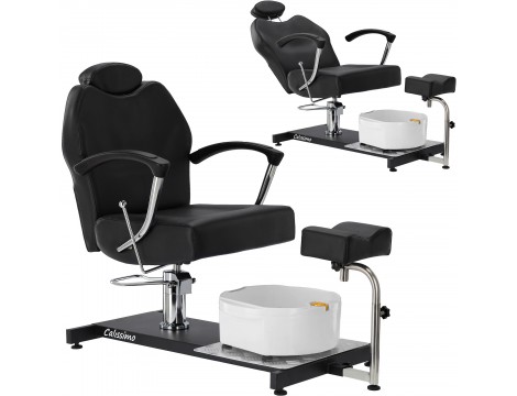 Marla kozmetikai szék pedikűrhöz fekete wellness szék lábmasszírozóval szalonba