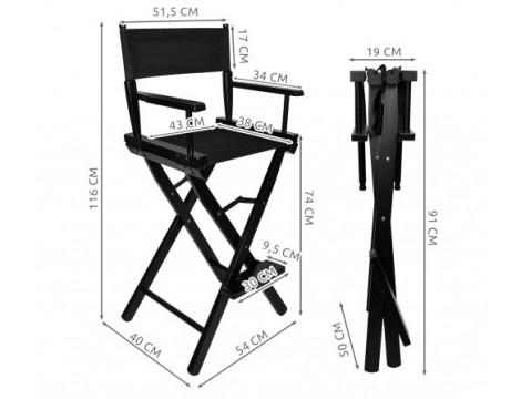 Kozmetikai smink szék háttámlával wellness szék praktikus összecsukható fa - 6