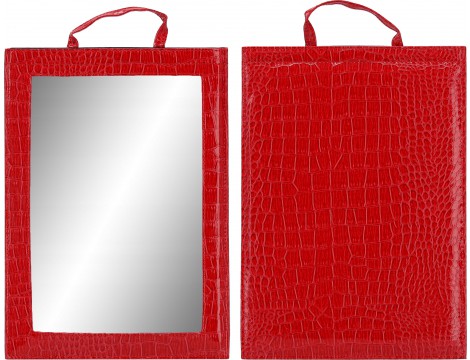 Q-32-RED nagyméretű fodrászati tükör fogantyúval