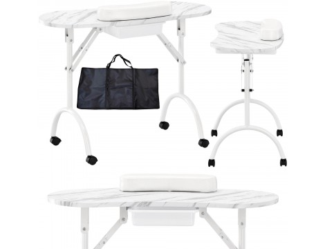 Összecsukható kozmetikai asztal manikűrhöz mobil fehér MT-017F-WHITE