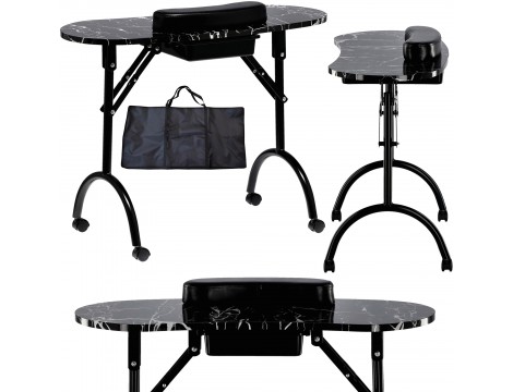 Összecsukható kozmetikai asztal manikűrhöz mobil fekete MT-017F-BLACK
