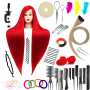 Ilsa edzőfej Red 90 cm, szintetikus haj + nyél, fodrász fésülködő fej, gyakorlófej