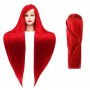 Ilsa edzőfej Red 90 cm, szintetikus haj + nyél, fodrász fésülködő fej, gyakorlófej - 2