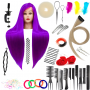 Ilsa edzőfej Purple 90 cm, szintetikus haj + nyél, fodrász fésülködő fej, gyakorlófej