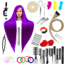 Iza edzőfej Purple 90 cm, szintetikus haj + nyél, fodrász fésülködő fej, gyakorlófej