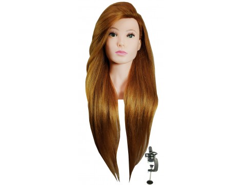 Paula edzőfej Gold 80 cm, természetes haj + nyél, fodrász fésülködő fej, gyakorlófej - 2