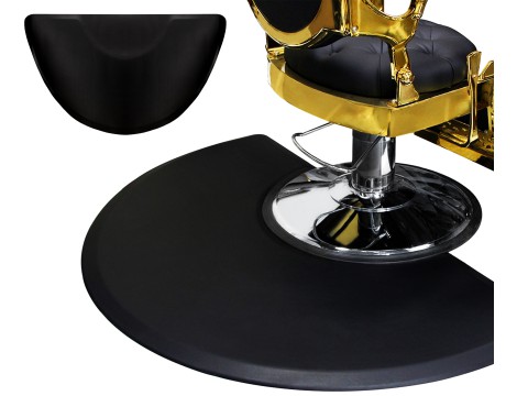 Professzionális fodrászat és borbély szőnyeg, csúszásmentes, székek alá, félkör alakú, fekete.