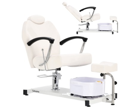 Marla kozmetikai szék pedikűrhöz fehér dönthető wellness kozmetikai szék lábmasszírozóval szalonba