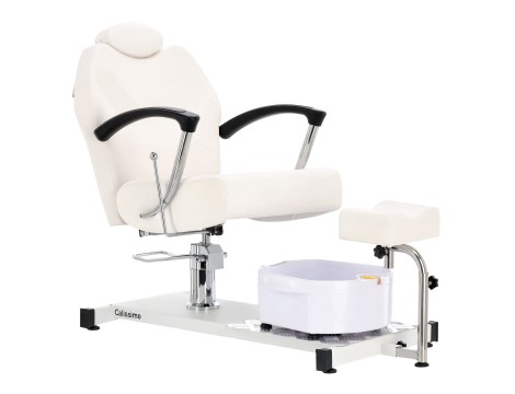 Marla kozmetikai szék pedikűrhöz fehér dönthető wellness kozmetikai szék lábmasszírozóval szalonba - 2