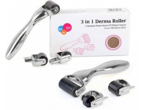3x Derma Roller Test Arc Arc Szemek Dermaroller 3in1 acél ezüst