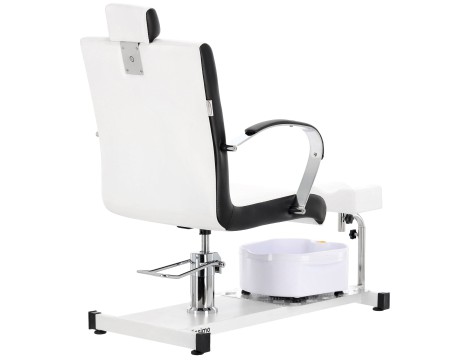 Louis kozmetikai szék pedikűrhöz fekete-fehér  wellness szék lábmasszírozóval szalonba - 4