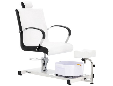 Louis kozmetikai szék pedikűrhöz fekete-fehér  wellness szék lábmasszírozóval szalonba - 2